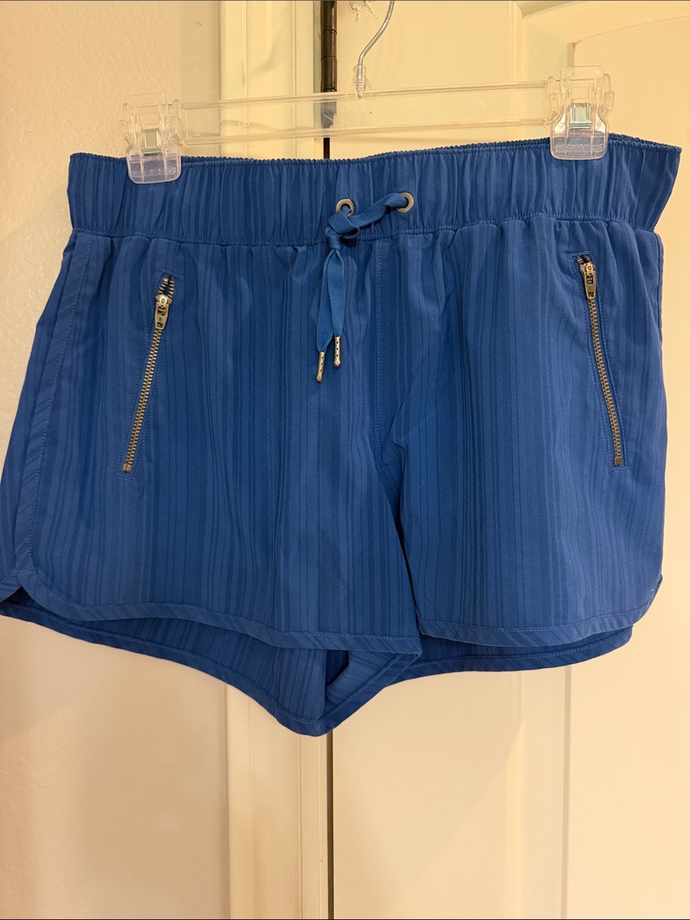 Athleta Cobalt Blue Drawstring Zip-Pocket Athletic Shorts